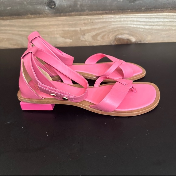 Franco Sarto Sandal Parker Ankle Strap Pink Leather Women 9M Spring Shoes NEW - Picture 3 of 8